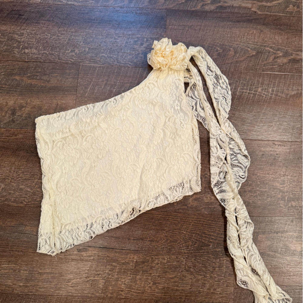 Blue Blush Cream Lace Scarf